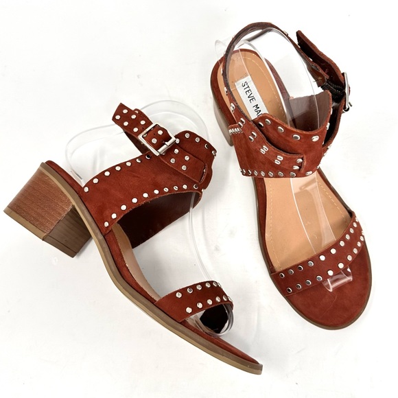 Steve Madden Gila Womens Leather Studded Open Toe Ankle Strap Sandal - Picture 4 of 11